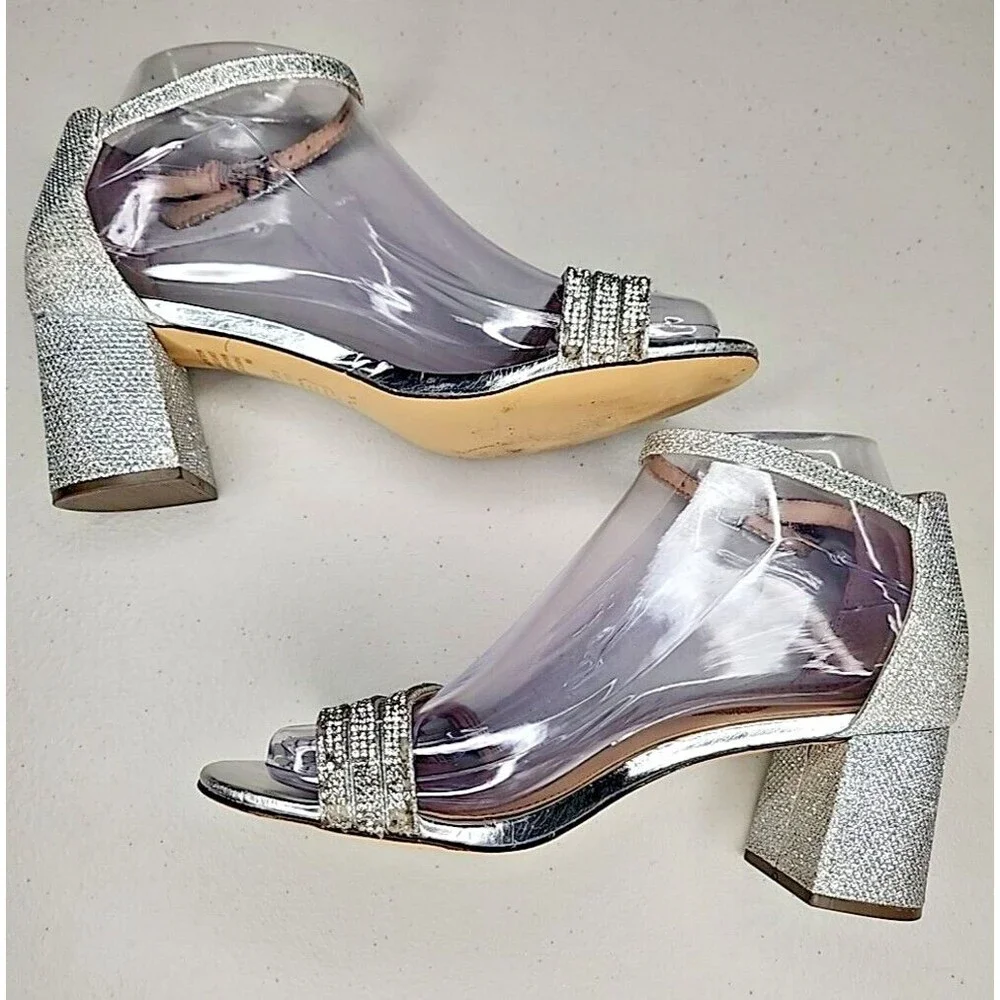 NINA Nagida Block Heel Women's Shoes Soft Platino Size 6M
